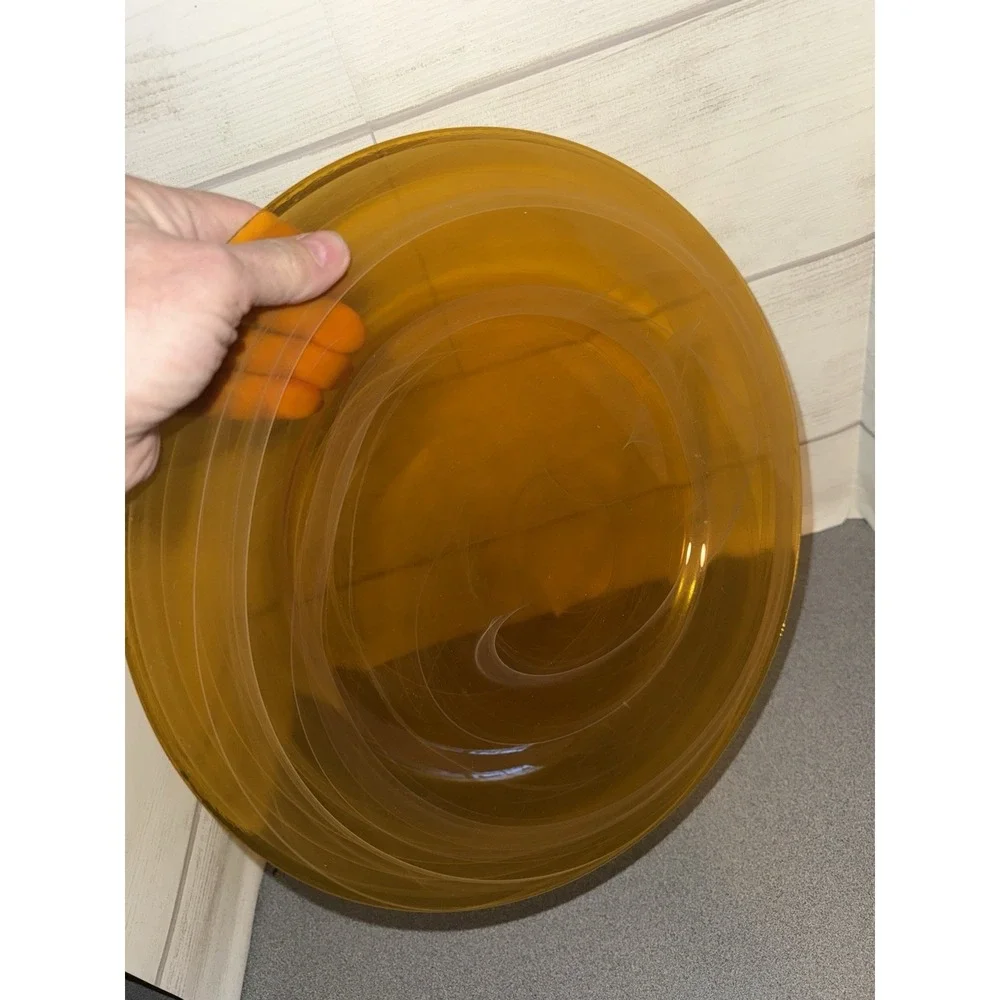 Mcm Sunflower Color Amber Swirl Art‎ Glass Charger Plate 12.50